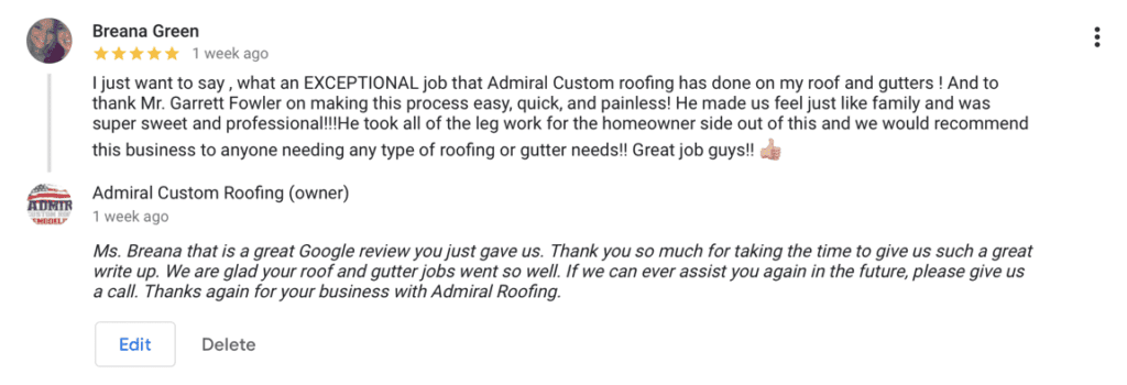 Client Review on Roof Work And Gutter Work in Jackson TN By Admiral Custom Roofing